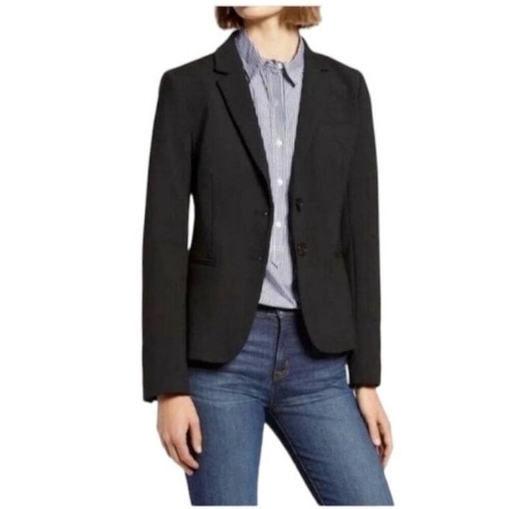 J. Crew‎ Womens Schoolboy Two Button Blazer Jacket Black K2899 Size M